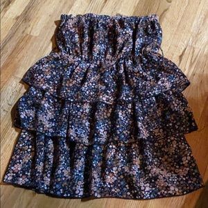 Brown floral tube top dress